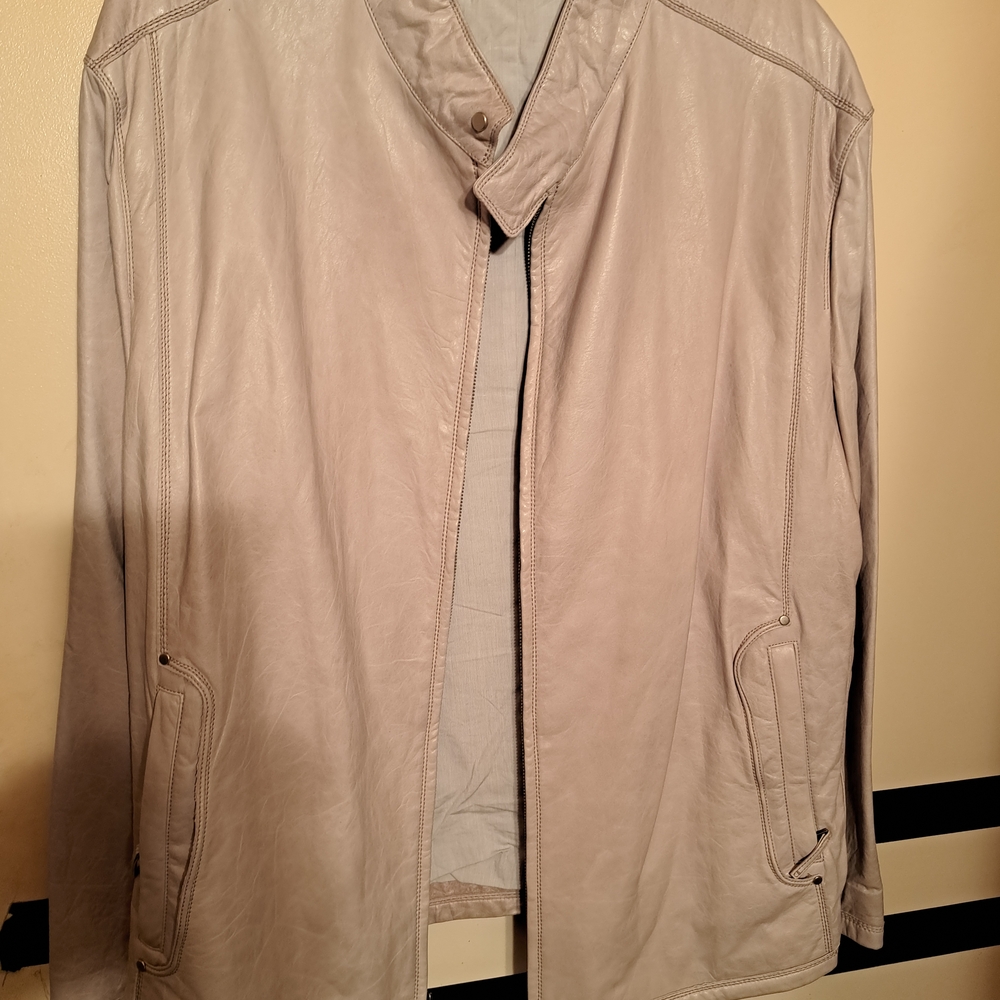 Elie Tahari Men's Light Tan Leather Jacket